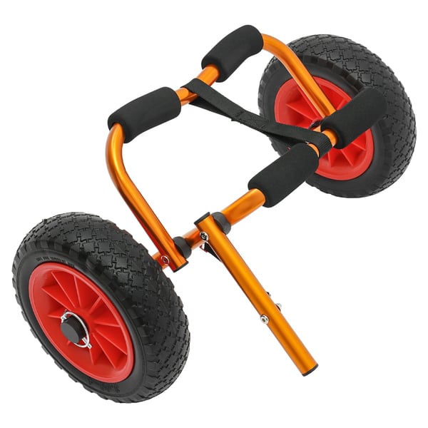 Kajak- og kanovogn - Transportvogn/trolley - Sammenklappelig - Aluminiumsramme - Punkterfri dæk - Bæreevne 80 kg - Størrelse 60×23 cm - Orange/Sort