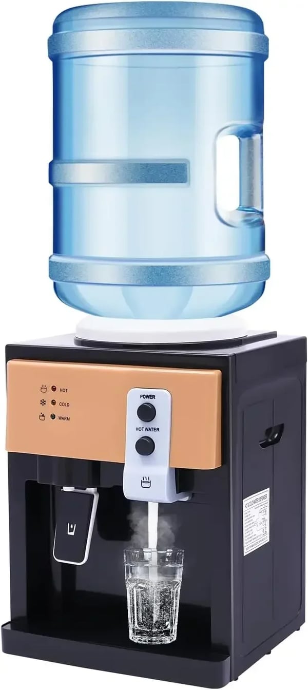 Vattendispenser - Elektrisk Bordmodell - 95°C Varmvatten, 8°C Kallvatten - Innerkärl i rostfritt stål - 220V 50Hz - Svart