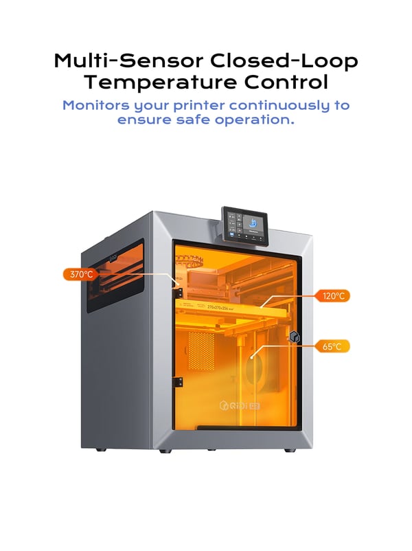 3D-printer - FDM - Lukket kabinet - 65°C opvarmet kammer - AI-kamera - Luftfiltrering - 600 mm/s høj hastighed - CE-certificeret - Hvid 3D-printer - FDM - Lukket kabinet - 65°C opvarmet kammer - AI-kamera - Luftfiltrering - 600 mm/s høj hastighed - CE-certificeret - Hvid