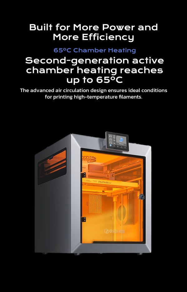 3D-printer - FDM - Lukket kabinet - 65°C opvarmet kammer - AI-kamera - Luftfiltrering - 600 mm/s høj hastighed - CE-certificeret - Hvid