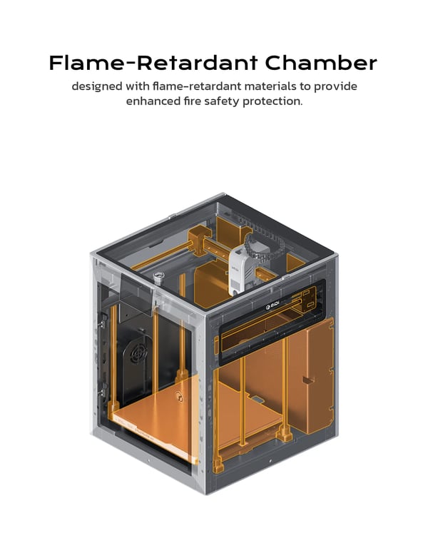 3D-printer - FDM - Lukket kabinet - 65°C opvarmet kammer - AI-kamera - Luftfiltrering - 600 mm/s høj hastighed - CE-certificeret - Hvid