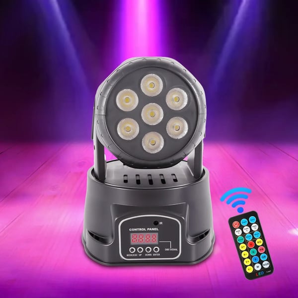 Scenelys - DMX512 Multi-effekt DJ-lys - 105 W - 4-i-1 LED - Stepmotor - 9/14 Kanaler - EU-stik - Sort
