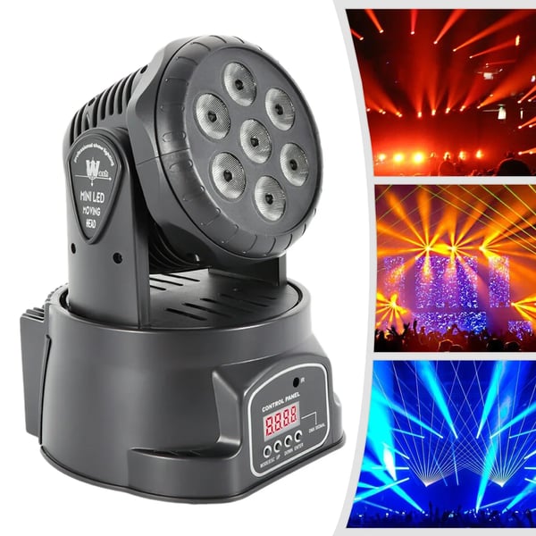 Scenelys - DMX512 Multi-effekt DJ-lys - 105 W - 4-i-1 LED - Stepmotor - 9/14 Kanaler - EU-stik - Sort