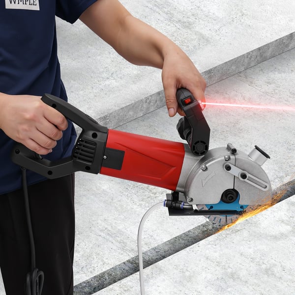 Rillefræser til væg - Vægfræser - 2800 W - 7000 o/min - Laser - Justerbar dybde og bredde - Støvfri skæring - Rød