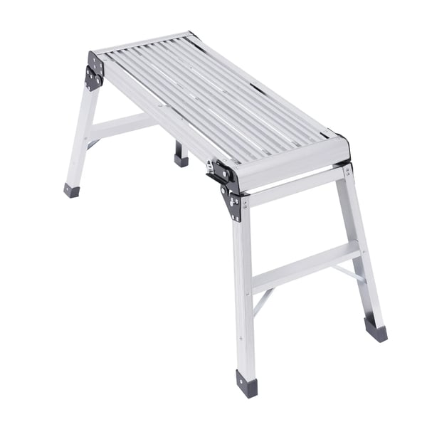 Arbejdsplatform i aluminiumslegering - Foldbar platformstige - 150 kg max belastning - Skridsikker måtte - Sikkerhedslåse - 108×41×50 cm