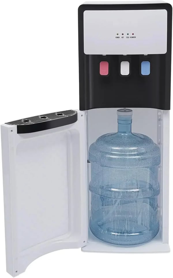 Vanddispenser - Gulvstående bundpåfyldt vandkøler - Varm & kold - Effekt 500 W - Tank 5 L - EU-stik 220 V - Hvid