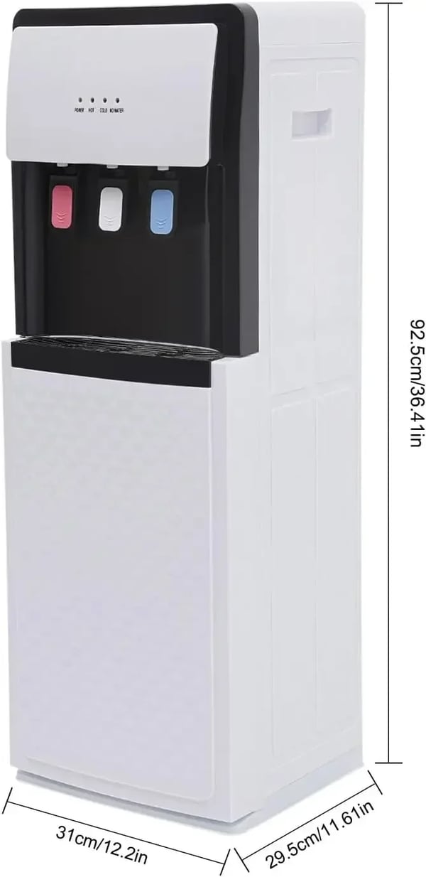 Vanddispenser - Gulvstående bundpåfyldt vandkøler - Varm & kold - Effekt 500 W - Tank 5 L - EU-stik 220 V - Hvid