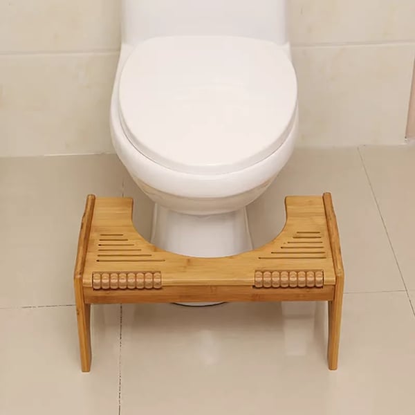 Toiletskammel til squat - Fodskammel til toilet - Massagefunktion - Skridsikker - Lindrer forstoppelse & hæmorider - Nem montering - Lysegul
