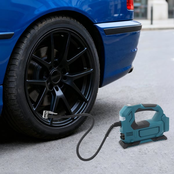 Luftkompressor til bil- og cykeldæk - Trådløs 20V dækpumpe - 250W - Max 450 psi - Uden batteri - 55–100 L/min - Kobbermotor - Grøn/Sort