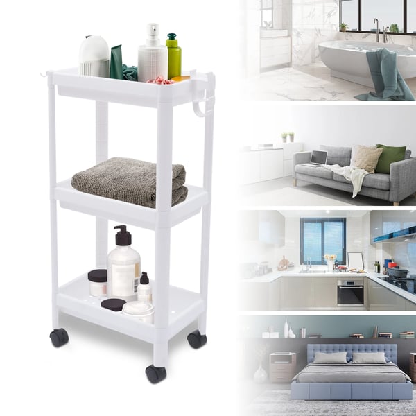 Køkkenvogn - Rullevogn - 3 Etager - 4 360° Hjul - PP-Plast - 5 kg Pr. Hylde - 36×22,5×79,5 cm