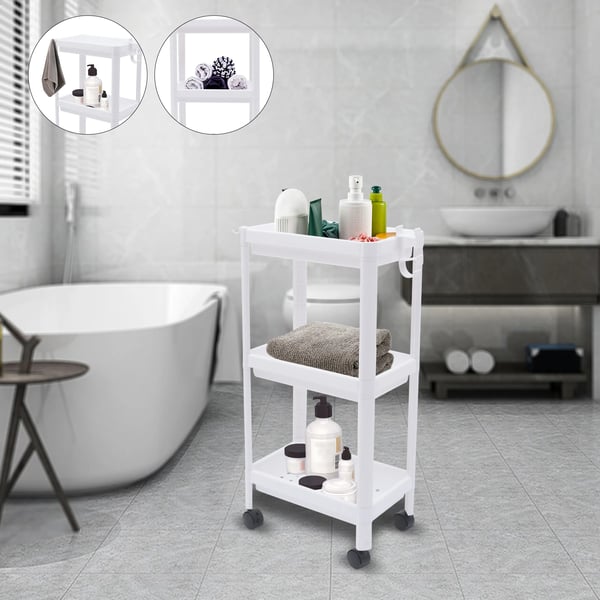 Køkkenvogn - Rullevogn - 3 Etager - 4 360° Hjul - PP-Plast - 5 kg Pr. Hylde - 36×22,5×79,5 cm