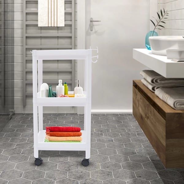 Køkkenvogn - Rullevogn - 3 Etager - 4 360° Hjul - PP-Plast - 5 kg Pr. Hylde - 36×22,5×79,5 cm