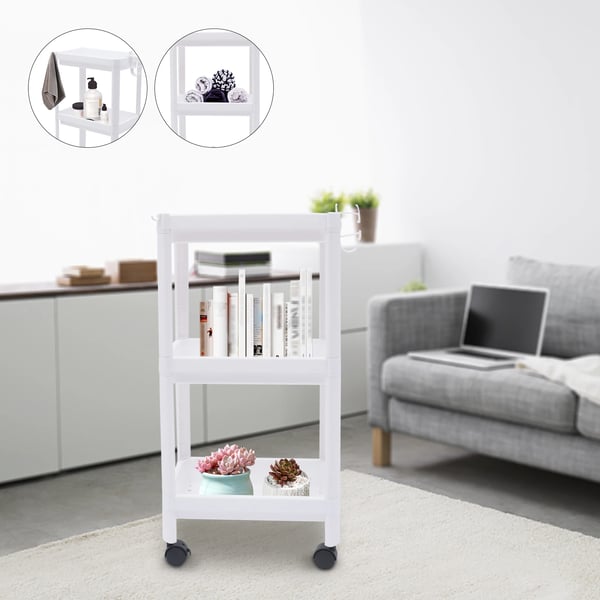 Køkkenvogn - Rullevogn - 3 Etager - 4 360° Hjul - PP-Plast - 5 kg Pr. Hylde - 36×22,5×79,5 cm