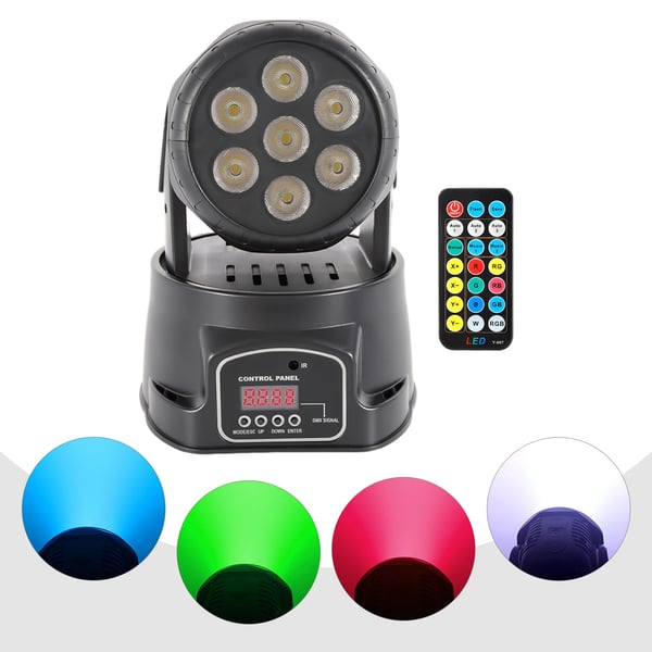 LED diskolys - Moving Head - 105 W - RGB - DMX-styring - Fjernbetjening - AC-drift - Sort