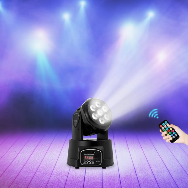 LED diskolys - Moving Head - 105 W - RGB - DMX-styring - Fjernbetjening - AC-drift - Sort