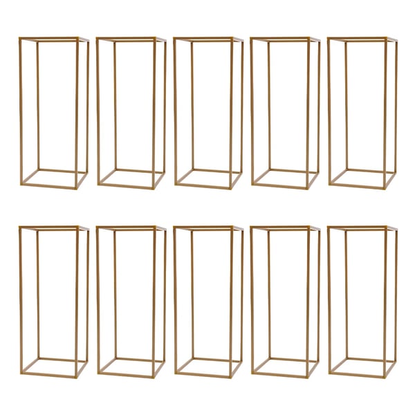 Blomsterstativ - Geometrisk bordstativ - 10-pak - Højde 60 cm - Bund 24×24 cm - Jern - Max 10 kg - Bryllup & Fest - Guld