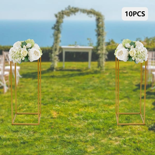 Blomsterstativ - Geometrisk bordstativ - 10-pak - Højde 60 cm - Bund 24×24 cm - Jern - Max 10 kg - Bryllup & Fest - Guld