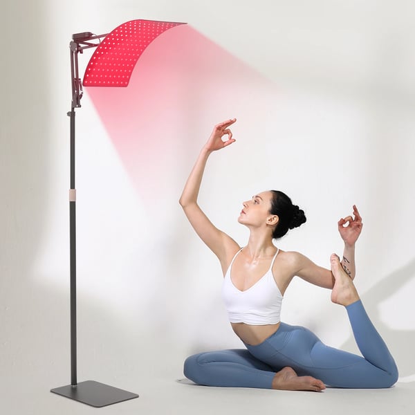 Lysterapi panel med stativ - ZB8160 helkropspanel - 660 nm rød + 850 nm NIR - EU-stik - 80 W - 160 LED - Panel 24×39 cm - Stativ 180 cm - Sort