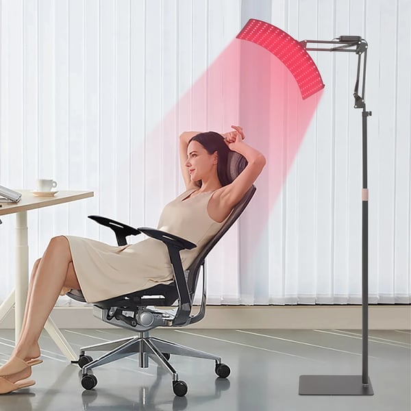 Lysterapi panel med stativ - ZB8160 helkropspanel - 660 nm rød + 850 nm NIR - EU-stik - 80 W - 160 LED - Panel 24×39 cm - Stativ 180 cm - Sort