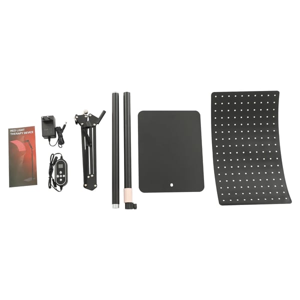 Lysterapi panel med stativ - ZB8160 helkropspanel - 660 nm rød + 850 nm NIR - EU-stik - 80 W - 160 LED - Panel 24×39 cm - Stativ 180 cm - Sort