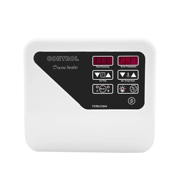 Temperaturregulator til saunaovn - Vægmonteret styreenhed - 380–415 V - Til 3–9 kW - 40–105 °C - Standardtemperatur 75 °C - Timer 2 t
