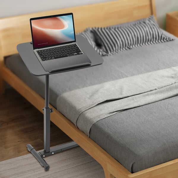 Yöpöytä & laptop-pöytä - Korkeussäädettävä rullapöytä - Suorakulmainen - Pyöristetyt kulmat - Pyörillä - Musta