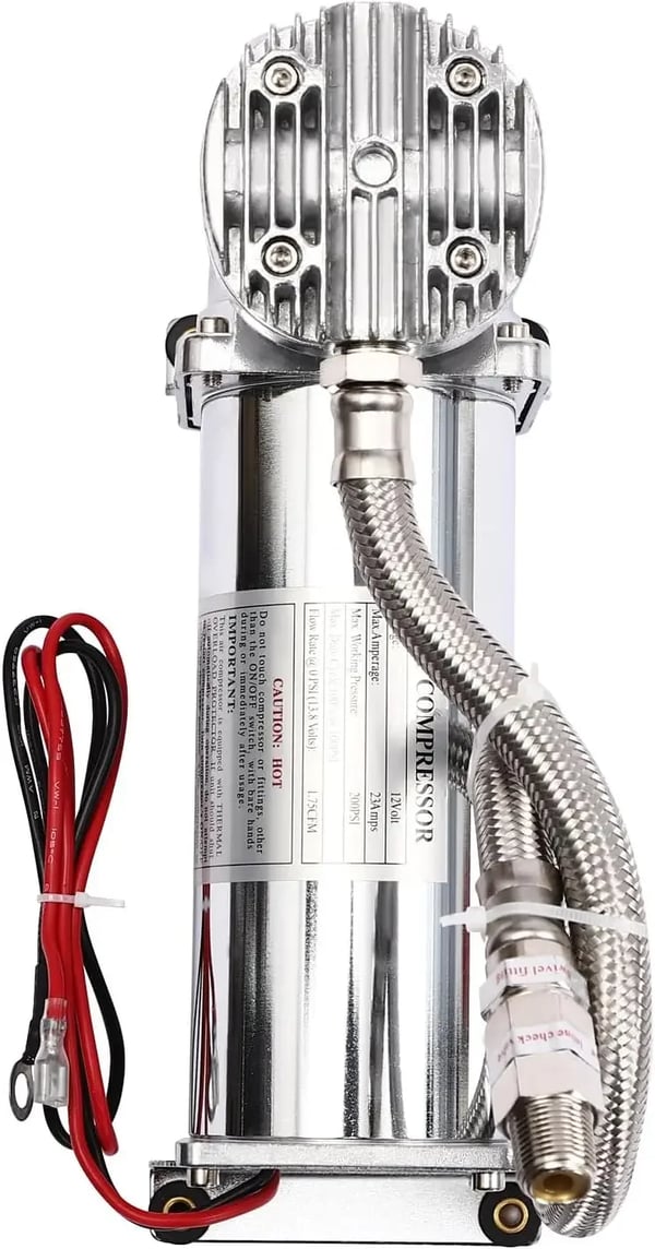 Luftkompressorsæt - Bilkompressor - 200 psi Maks. Tryk - 12 V - 300 W - Til Bilhorn & Luftaffjedring - Gul