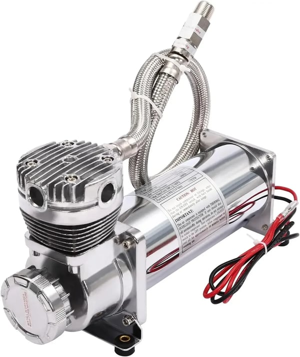 Luftkompressorsæt - Bilkompressor - 200 psi Maks. Tryk - 12 V - 300 W - Til Bilhorn & Luftaffjedring - Gul