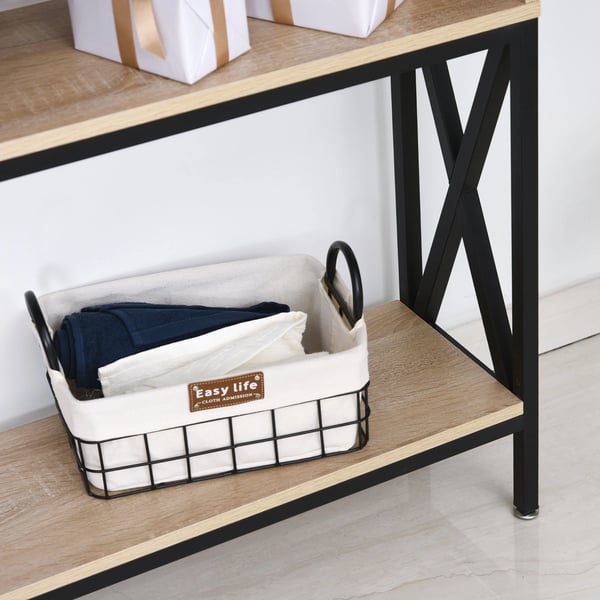 Konsolbord för hall - Entrébord - 2 Fack - Öppen Hylla - 120x23,5x75 cm - Rektangulär - Trä - Svart