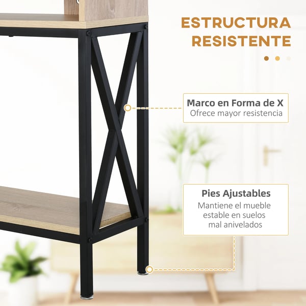 Konsolbord för hall - Entrébord - 2 Fack - Öppen Hylla - 120x23,5x75 cm - Rektangulär - Trä - Svart