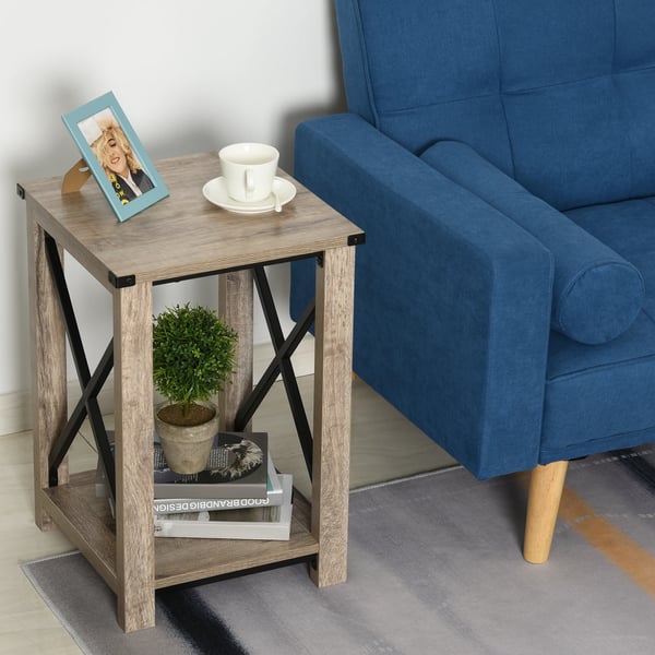 Sidobord - Modell 838-044 - Fyrkantig - Med förvaringshylla - Retro stil - Trä - 40,5x40,5x60 cm - Brun