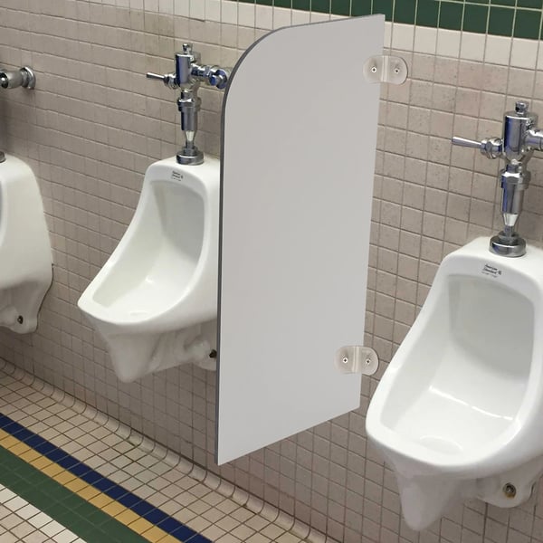 Pissoirskærm - Væghængt urinalskiller - Rustfrit stål - Vandtæt - Afrundede hjørner - Moderne design - Lysegrå