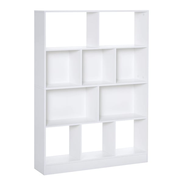Bokhylla - Modell 837-128 - 4 Nivåer - 10 Öppna Fack - 100 x 23,8 x 140 cm - Träbaserade Skivor - Utan Dörrar - Vit