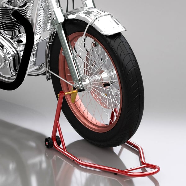 Motorcykel Framlyft - Paddock-ställ - Stål - Med hjul - Portabel - För reparation och parkering - 80×50×40 cm - Röd