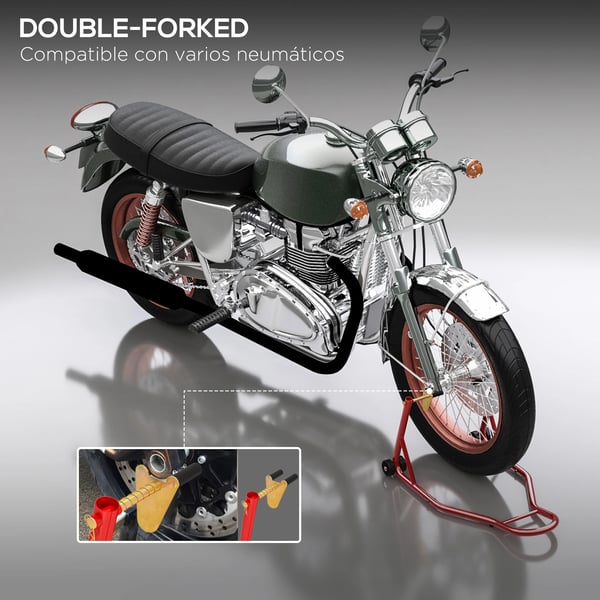 Motorcykel Framlyft - Paddock-ställ - Stål - Med hjul - Portabel - För reparation och parkering - 80×50×40 cm - Röd