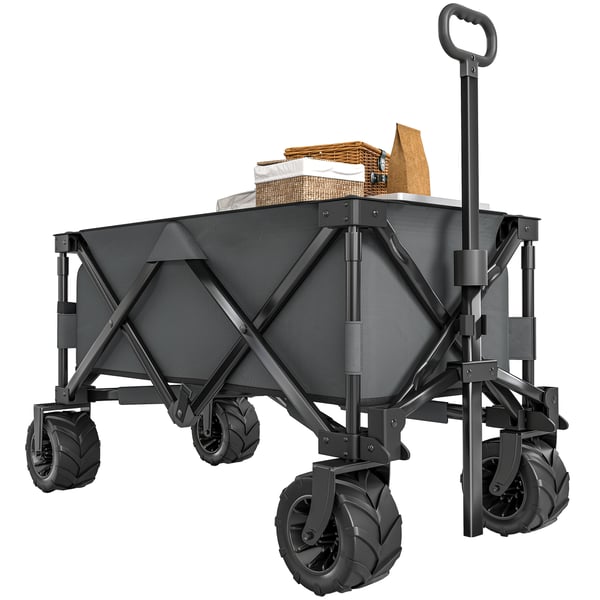Hopfällbar Strandvagn - Transportvagn - Roterande 360° Framhjul - Teleskophandtag - 108×55×89 cm - Svart Hopfällbar Strandvagn - Transportvagn - Roterande 360° Framhjul - Teleskophandtag - 108×55×89 cm - Svart