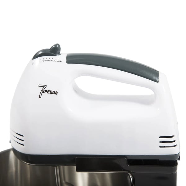 Køkkenmixer - Håndmixer med stativ - 7 hastigheder - 350 W - 1,7 l skål i rustfrit stål - Til piskning af æg og fløde