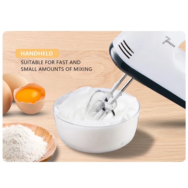 Køkkenmixer - Håndmixer med stativ - 7 hastigheder - 350 W - 1,7 l skål i rustfrit stål - Til piskning af æg og fløde