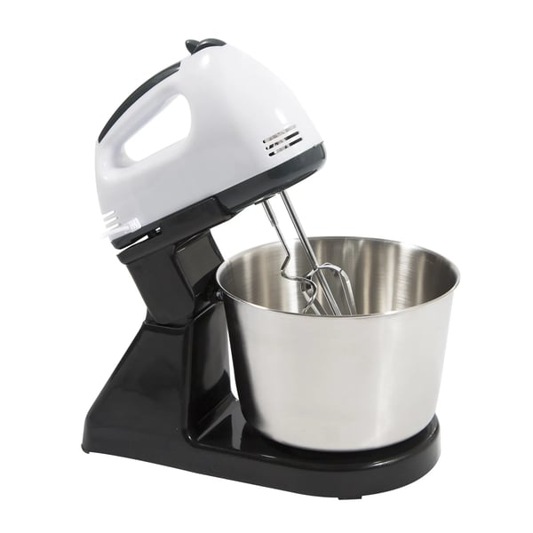 Køkkenmixer - Håndmixer med stativ - 7 hastigheder - 350 W - 1,7 l skål i rustfrit stål - Til piskning af æg og fløde