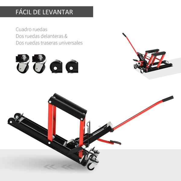 Motorcykel & ATV - Hydraulisk motorcykellyft - Kapacitet 680 kg - Justerbar höjd 24–36 cm - Plattform - Mått 110×36×67 cm - Svart/Röd