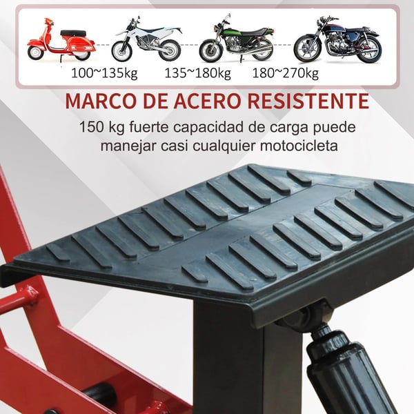Universellt motorcykellyft - Motocrossställ - Höjdjusterbar 24,5–35,5 cm - Mått 28×17,5×35,5 cm - För service och parkering - Röd/svart