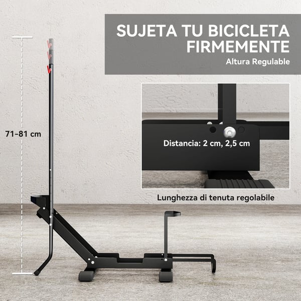 Cykelställ - Golvparkeringsställ - Hopfällbart - Portabelt - Stål - 75×41×81 cm - För hem, garage och verkstad - Svart