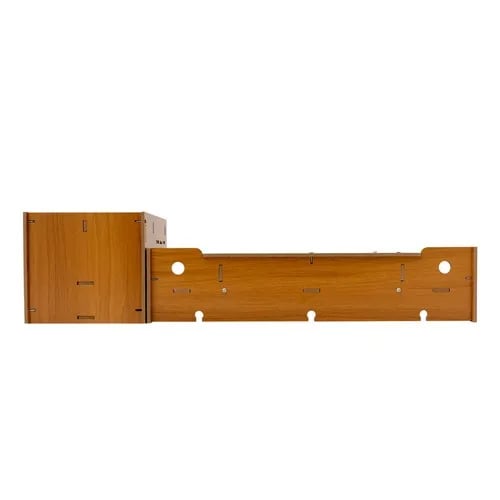 Skærmstander - Skærmforhøjer med Skuffer - MDF - Mål 48×20×10,5 cm - Bæreevne 2,5–5 kg - Skab 17,5×20×16 cm - Stor Skuffe 27 cm - Kirsebærfarve