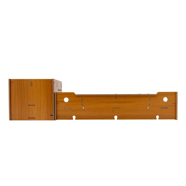 Skærmstander - Skærmforhøjer med Skuffer - MDF - Mål 48×20×10,5 cm - Bæreevne 2,5–5 kg - Skab 17,5×20×16 cm - Stor Skuffe 27 cm - Kirsebærfarve