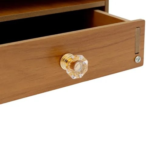 Skærmstander - Skærmforhøjer med Skuffer - MDF - Mål 48×20×10,5 cm - Bæreevne 2,5–5 kg - Skab 17,5×20×16 cm - Stor Skuffe 27 cm - Kirsebærfarve
