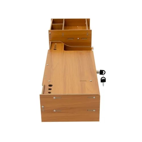 Skærmstander - Skærmforhøjer med Skuffer - MDF - Mål 48×20×10,5 cm - Bæreevne 2,5–5 kg - Skab 17,5×20×16 cm - Stor Skuffe 27 cm - Kirsebærfarve