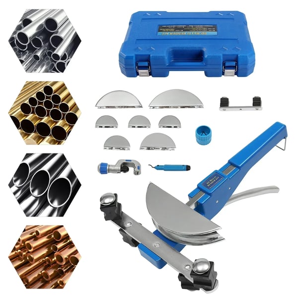 Rørbukker - Manuel CT-999F - Kapacitet 6–22 mm - Bukker 0–90° - Med rørskærer - Til kobber og aluminium - Rustfrit stål - Blå