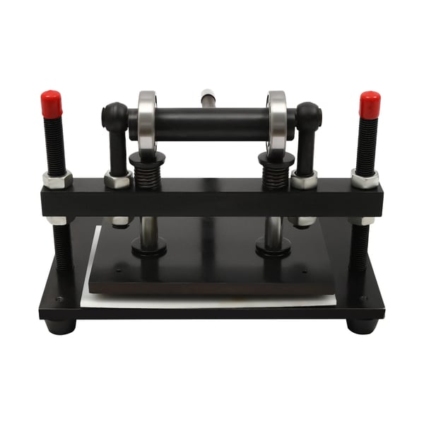 Manuel læderpresse 2 ton - Stans- og skæremaskine - Fødebredde 31 cm - Slaglængde 15 mm - Tykkelse 0–100 mm - Silicium-manganstål & nylon - Sort