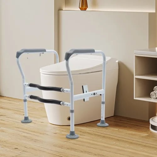 Toiletsikkerhedsramme - Toiletstøtte med håndtag - Justerbar højde 65–78 cm - Bredde 60–65 cm - Max belastning 150 kg - Hvid