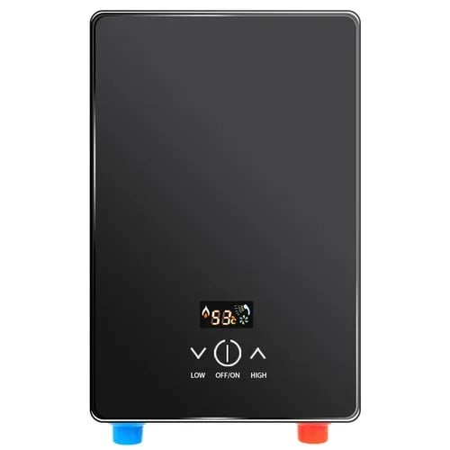 Elektrisk gennemstrømsvandvarmer - Brusesystem - 6500 W - 30–55 °C justerbar - IPX4 - 220 V/50 Hz - Rustfrit stål - Sort